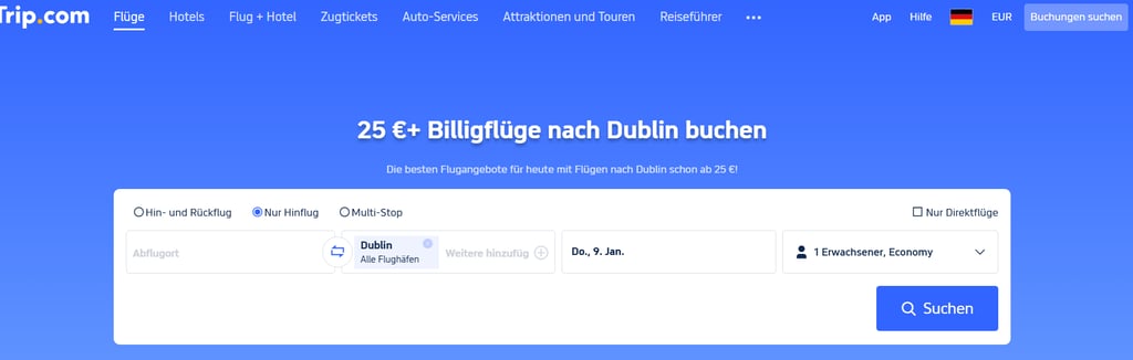 Trip.com Dublin Flug Angebote