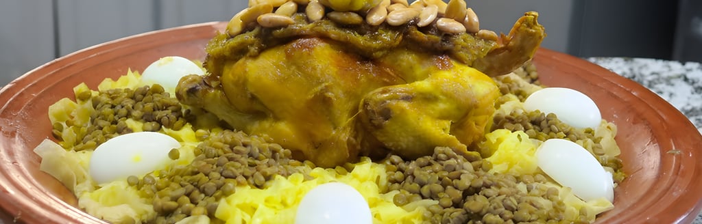 Rfissa – Moroccan Chicken & Lentils over Trid