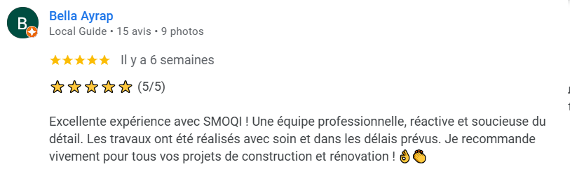 avis positif concernant l'équipe smoqi srl