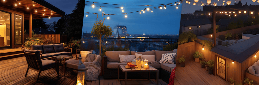 Ambient terrace garden lighting design for a cozy outdoor space in Bangalore
