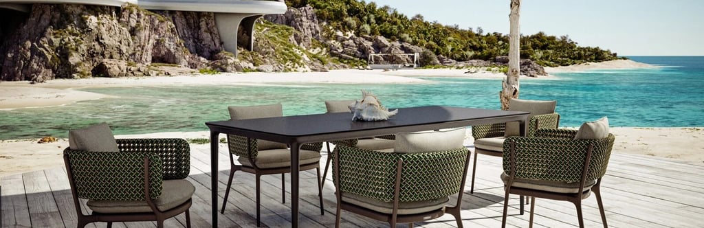 Modern outdoor seating arrangement with stylish furniture for a cozy garden space in Bangalore.