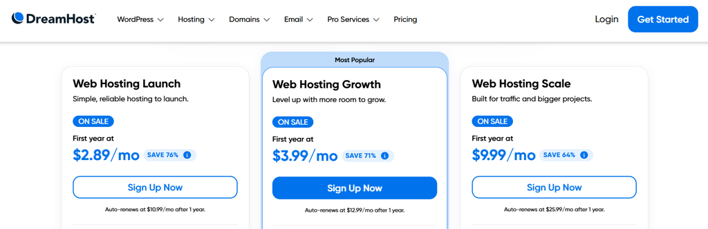 dreamhost web hosting software price review