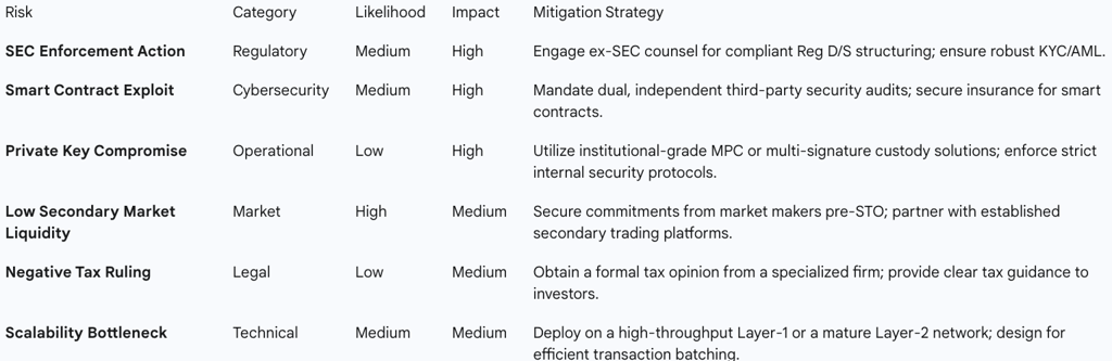 Table 3: Risk Matrix for Parking Asset Tokenization