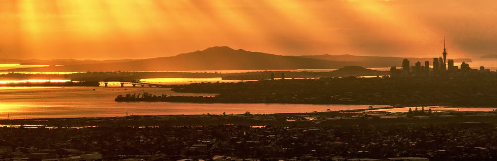 Sunrise over Auckland's downtown; Auckland, New Zealand - fine art photograph