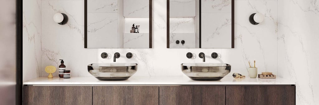 Bathroom with sintered stone wall