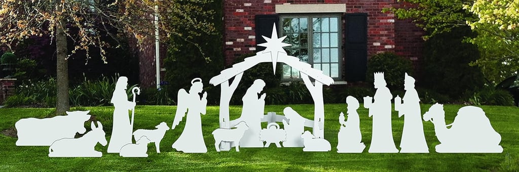Outdoor white Nativity set