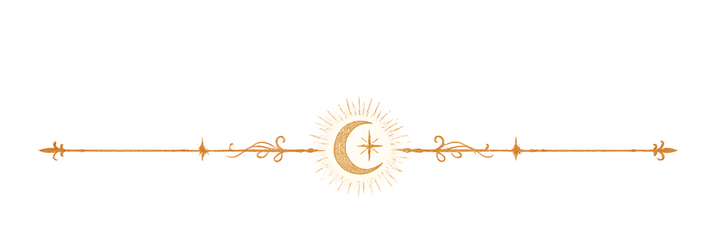 decorative gold line divider with celestial accents