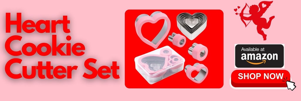 a heart shaped cookie cutter set with a heart shaped cookie cutter