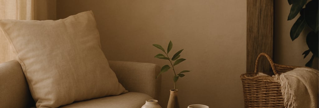 Calm home space encouraging slow, sustainable living