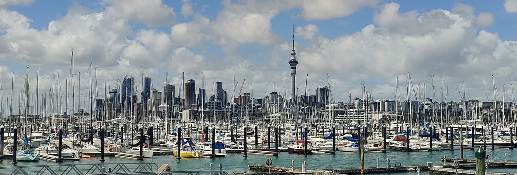 Auckland city from Westhaven Marina