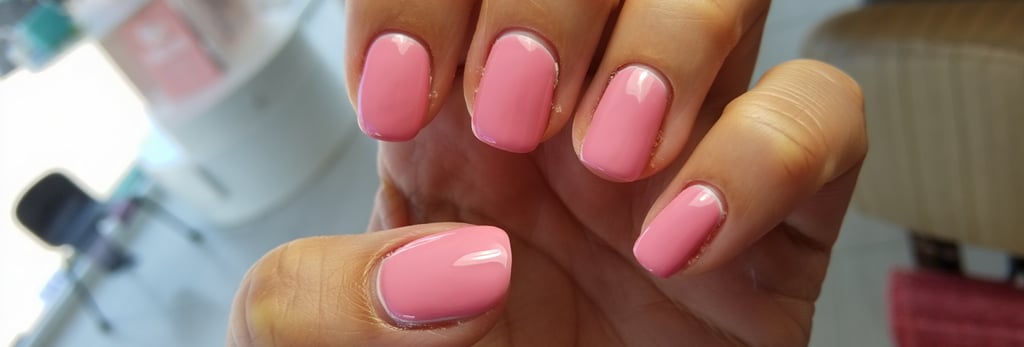unghie rosa  corte con molta ricrescita da aggiustare 