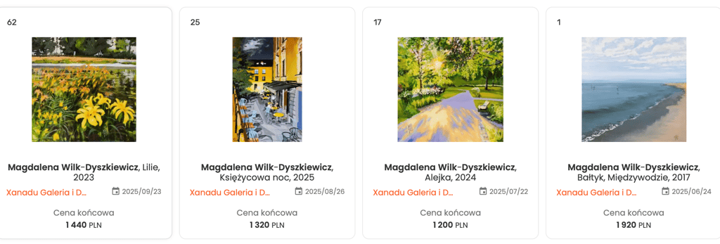 Obrazy sprzedane ,Aukcje Xanadu