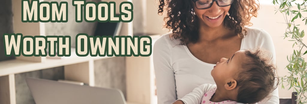 Picture of a Mom holding a baby while working on her computer