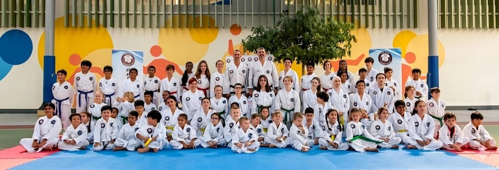 Hwa Rang Taekwon-Do Club students and instructors at grading exam, Dubai