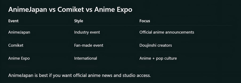 AnimeJapan vs Comiket vs Anime Expo
