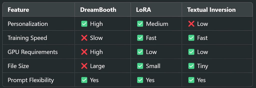 DreamBooth vs LoRA vs Textual Inversion: Which One is Best for Fine-Tuning AI Models?