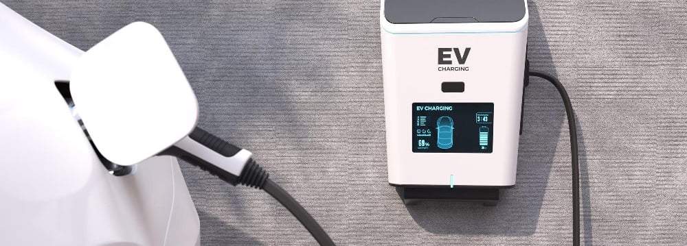 Elektrikli araç (EV) hızlı şarj istasyonu.