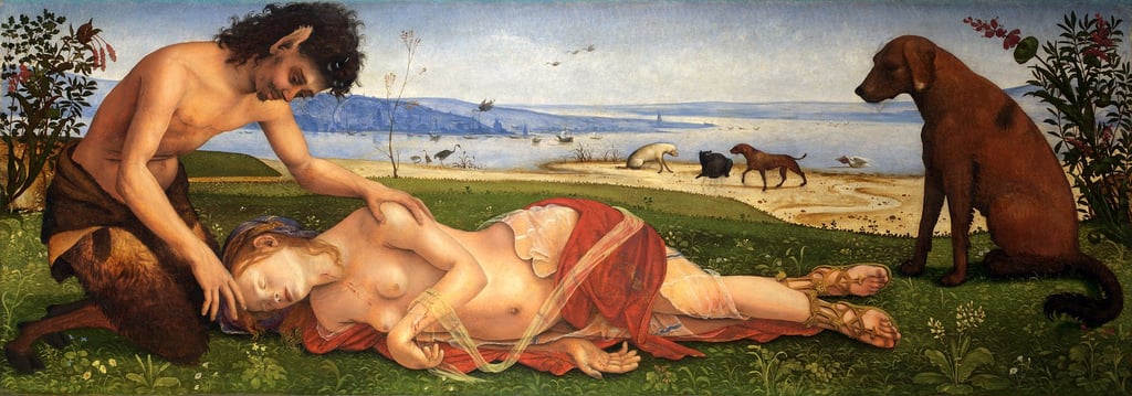 A Satyr mourning over a Nymph by Piero di Cosimo, circa 1495
