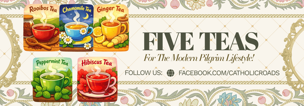 Color Banner Cartoon Style With Five Types Of Tea
