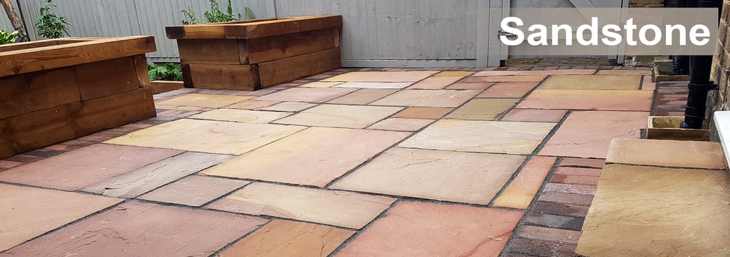 Sandstone Paving Raised Timber Sleeper Planter Seating Romford, Hornchurch, Upminster, Brentwood