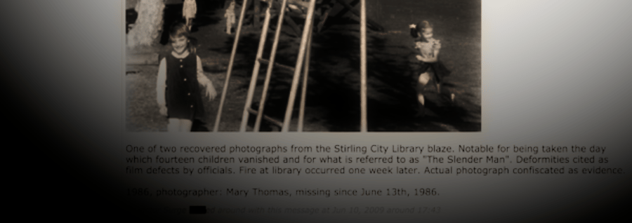 The original 'Something Awful' post about Slenderman.