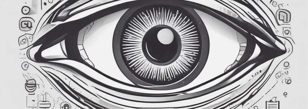 An abstract, pastel-colored, 3D-rendered representation of data analysis and search engine optimization (SEO). The image features a computer interface with various analytics symbols, including a magnifying glass, bar charts, pie charts, and a search bar with the text 'SEO'. Surrounding the interface are different objects such as a potted plant, a cup with a saucer, and a megaphone, all placed on a light green background.