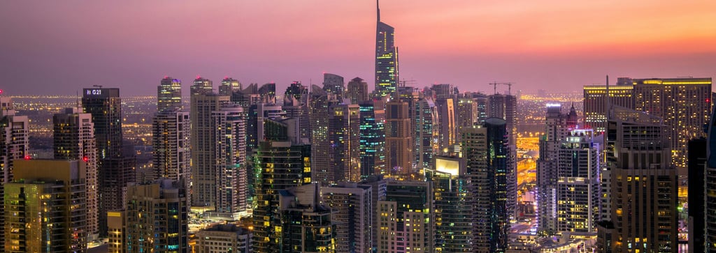 Dubai Buildings and Sunset