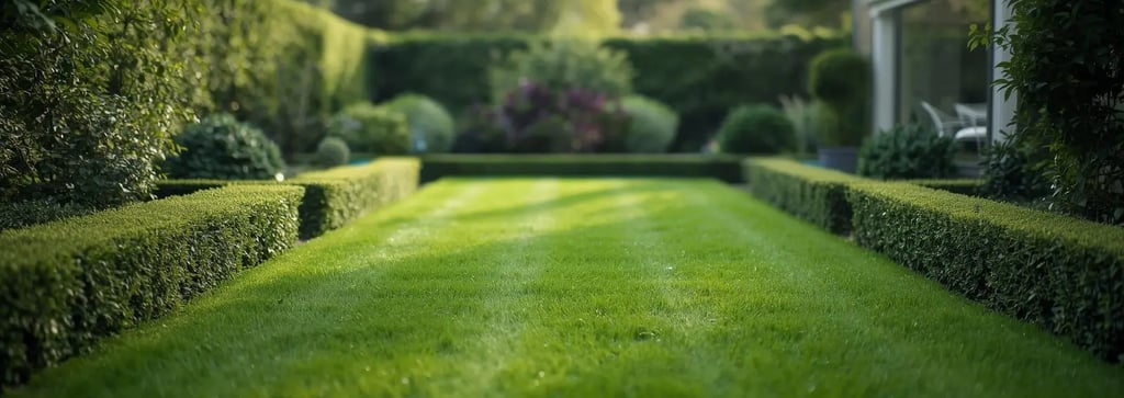 Jardin bien entretenu avec pelouse régulière après tonte à Belfort
