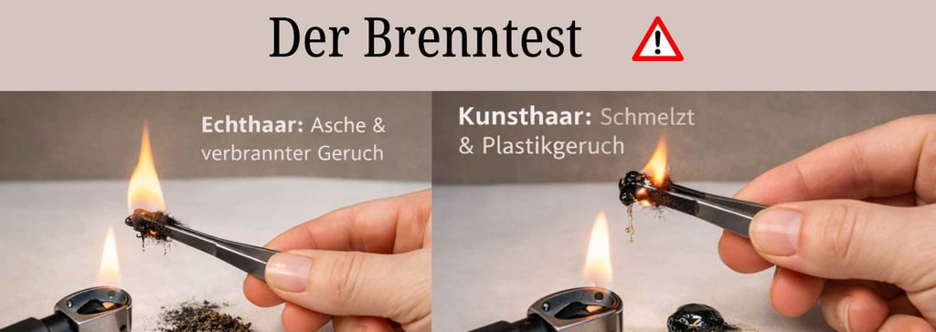 Der Echthaar Brenntest . Haarextensions check