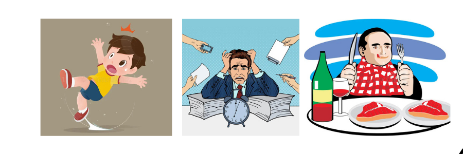 montage of images depicting Greg rowland's stressful life