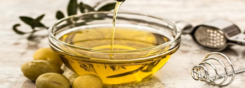 Olives and Olive oil in a Bowl