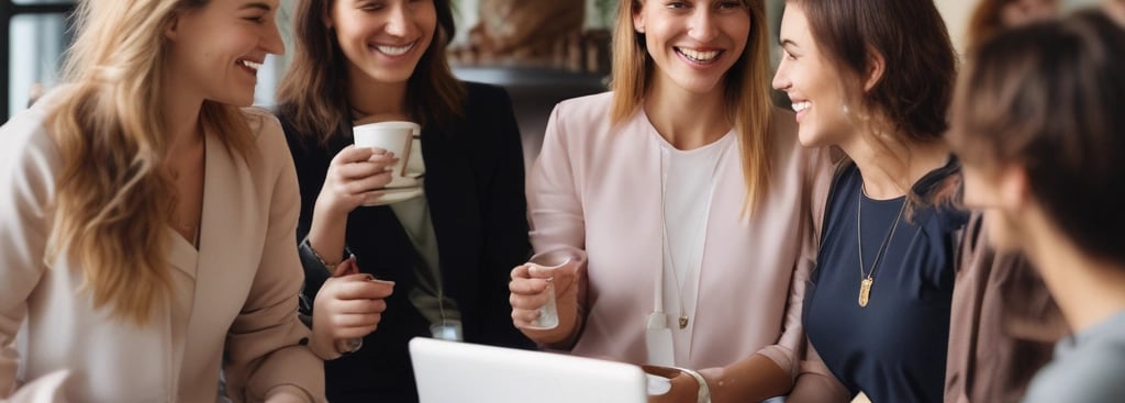 A serene beach scene at sunrise with soft blush and gold tones reflecting off the waves, symbolizing feminine strength and calm empowerment.