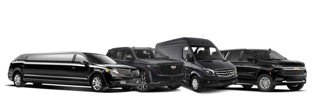 Downtown Columbus, Ohio, black Mercedes Sprinter van for premium trave