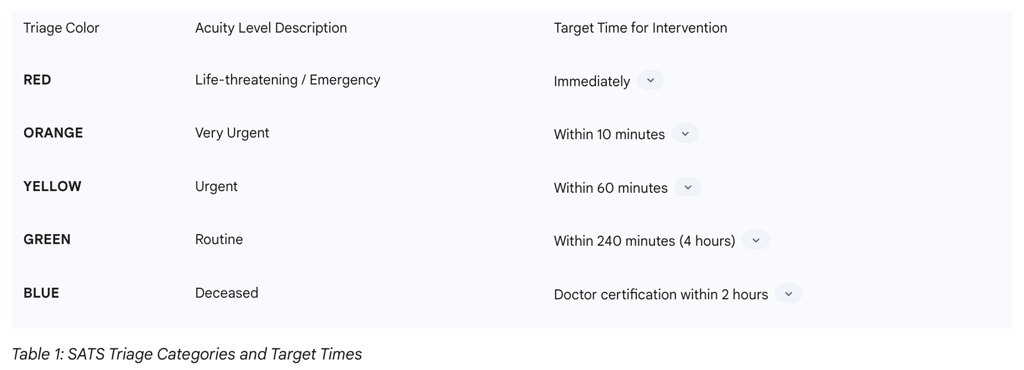 Table 1: SATS Triage Categories and Target Times