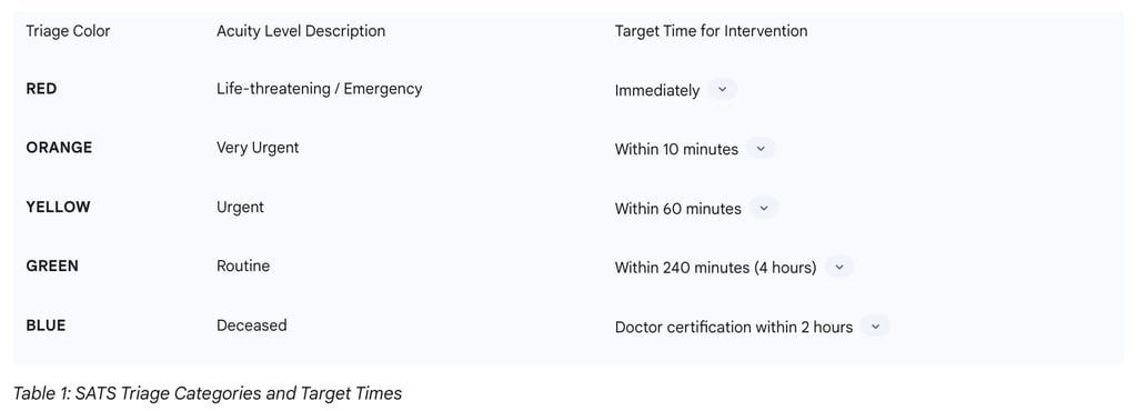 Table 1: SATS Triage Categories and Target Times