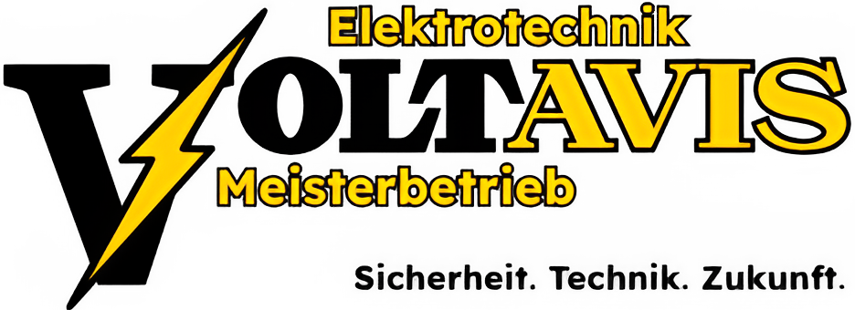 VOLTavis Elektrotechnik Meisterbetrieb Elektro Elektriker Logo V Blitz Transparent