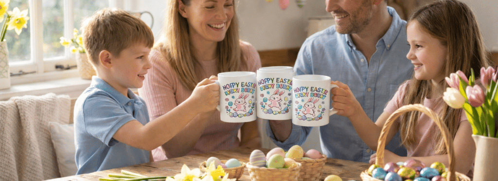 Hoppy Easter Every Bunny White Glossy Mug,Alex sylvestre Shop,Asylvestreshop