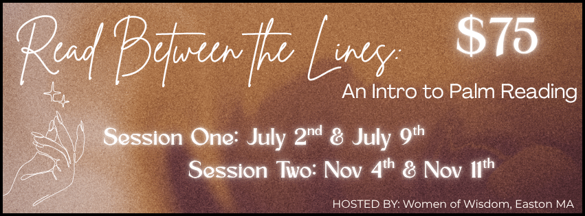 Event Description for a palmistry class hosted by Women of Wisdom in Easton, MA