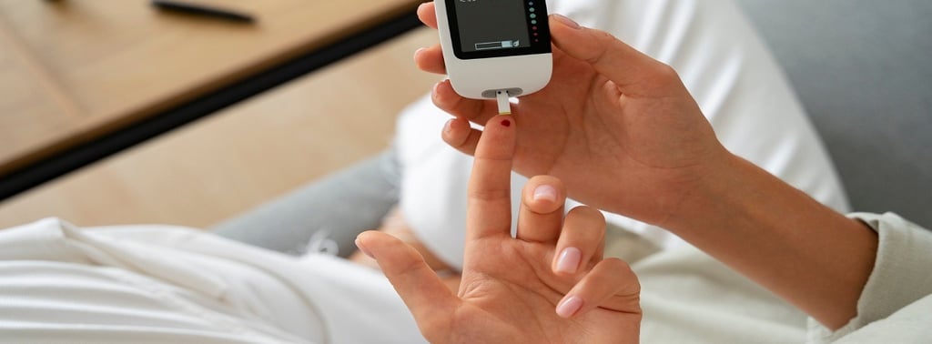 A girl checking her blood sugar