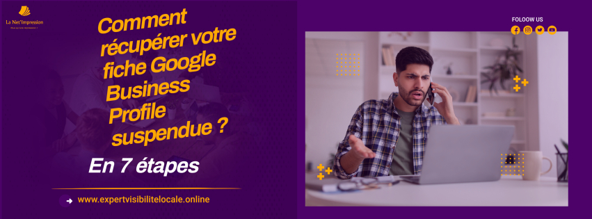 image d'un homme en colère au téléphone suite à la suspension de sa fichie Google Business Profile