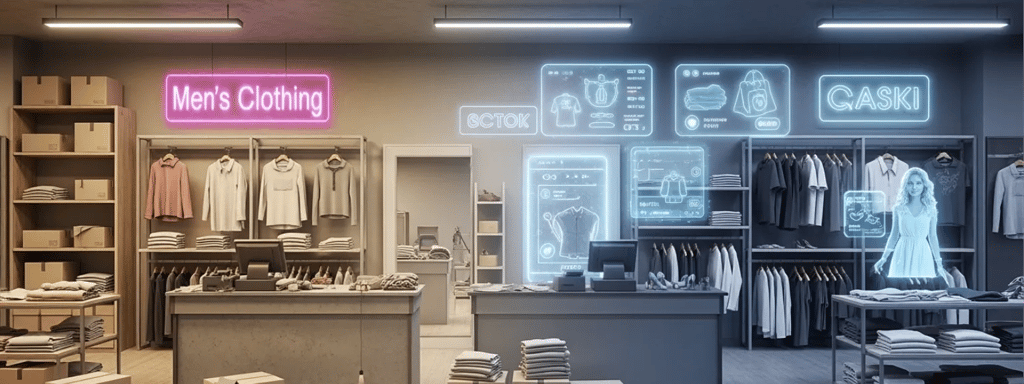 Traditional Malaysian shop transitioning into a futuristic digital business with holographic overlays, symbolizing digital tr