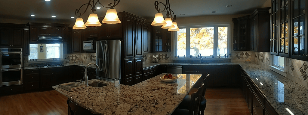Cherry wood cabinets with granite countertop 