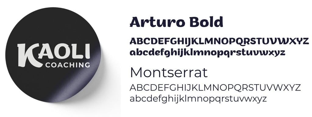 Le guide de marque d'un coach sportif montrant les polices typographiques à côté du logo