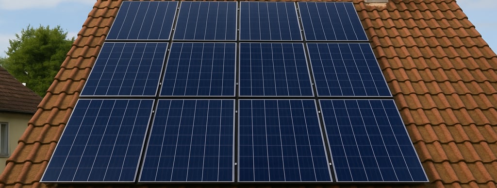 Panneaux solaires propres sur une toiture après nettoyage