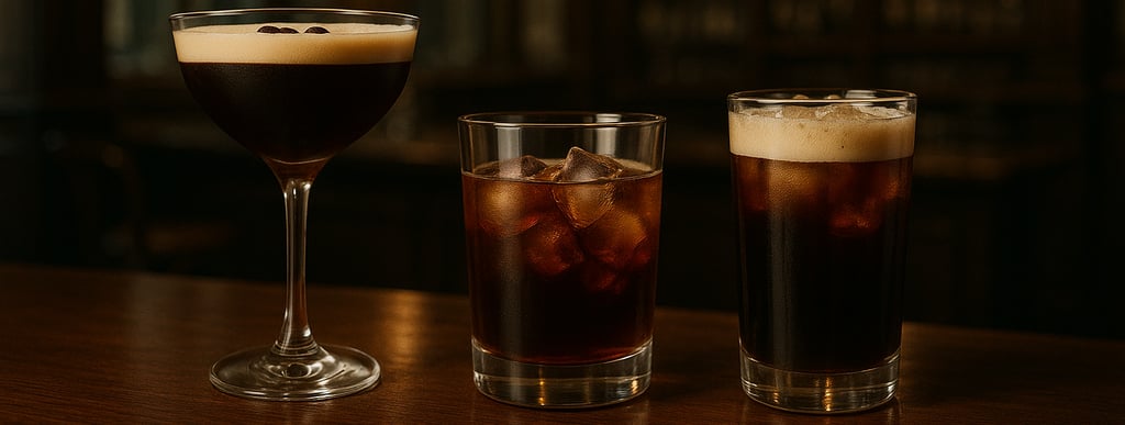 Espresso martini, cold brew, delicious and refreshment coffee specialty cocktails