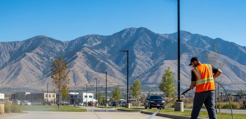 Before and after pressure washing sidwalk in Salt Lake City, UT by PEAKWASH