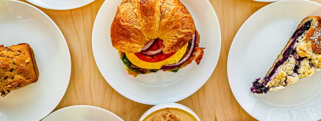 scratchmade breakfast sandwich and German-style cakes at Peter's German Cafe in Fort Myers