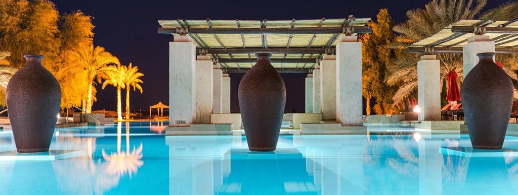 a pool with a lot of water and a lot of trees