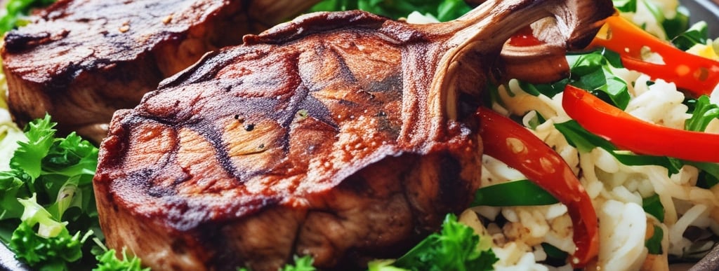 a plate of food with meat and vegetables