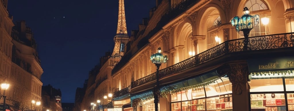 A food truck is parked on a pebbly beach during sunset. The sky is painted with soft hues of pink and orange, and a couple of clouds dot the horizon. A palm tree is silhouetted in the foreground, and a group of people stand near the food truck, illuminated by its warm lights.